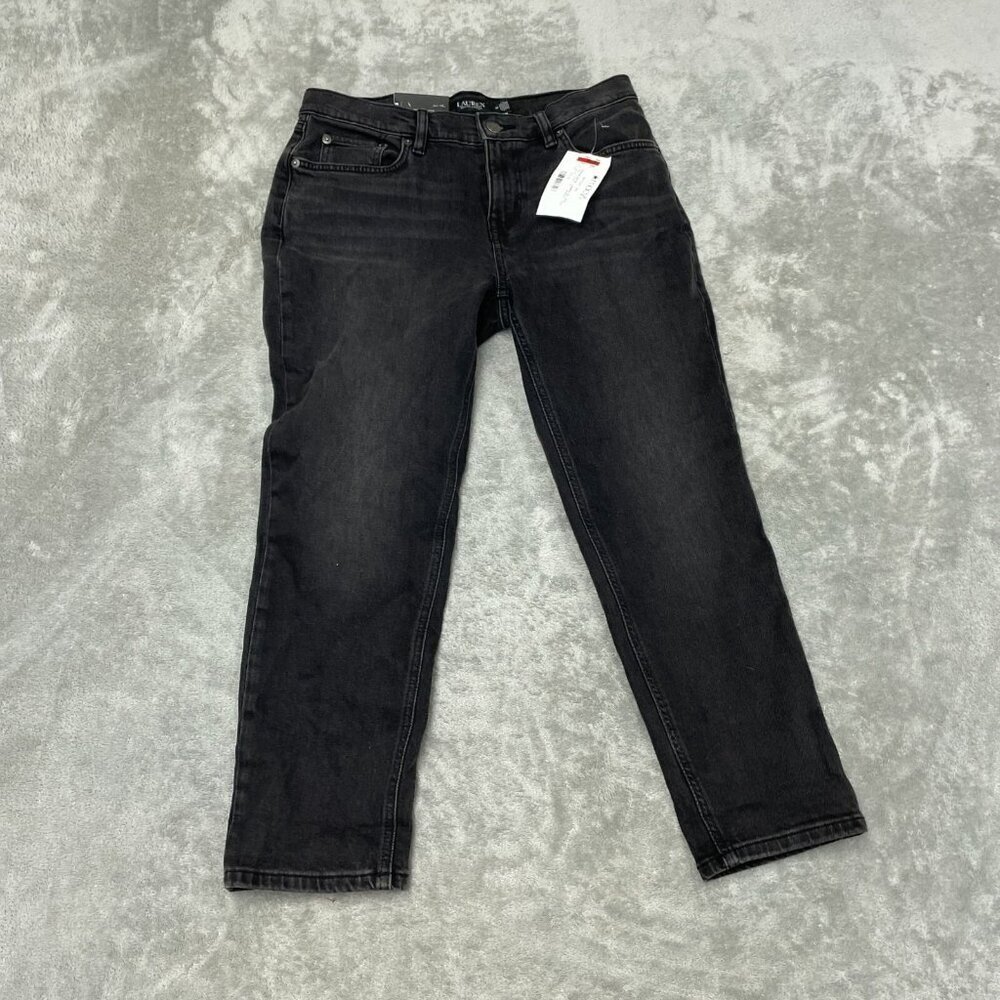 Lauren Ralph Lauren Womens Relaxed Taper Comfort Stretch Jeans 4P Black NWT 6151
